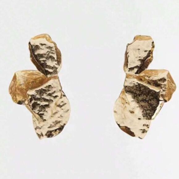 Hammered flower earrings N190 - Picture 2 of 6